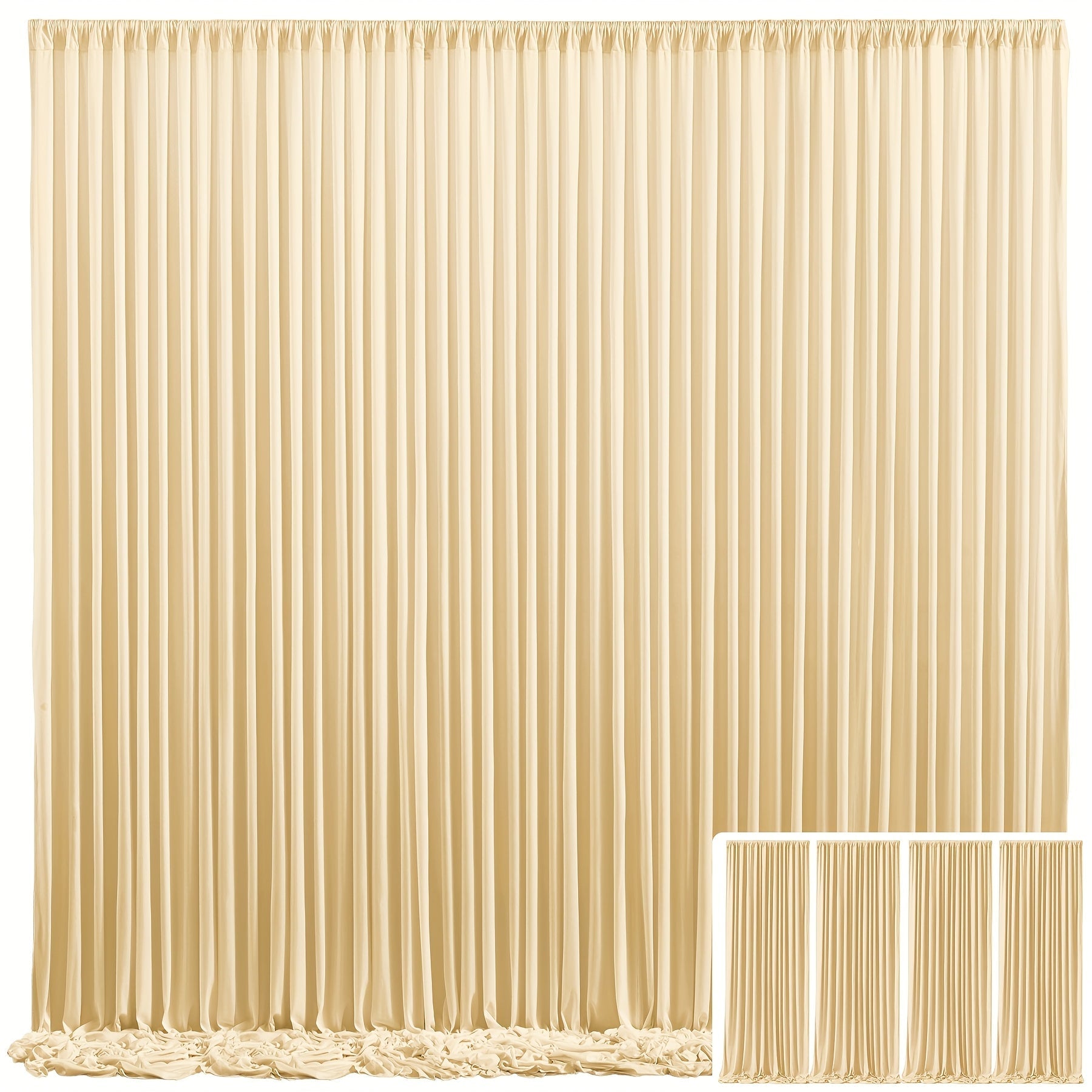 Blackout Backdrop Curtain 4 Pack 5x10 Ft - Heavyweight Nonwoven, Wrinkle-Resistant, Smooth Hanging for Wedding Birthday Baby Shower Party Photography Background Decoration