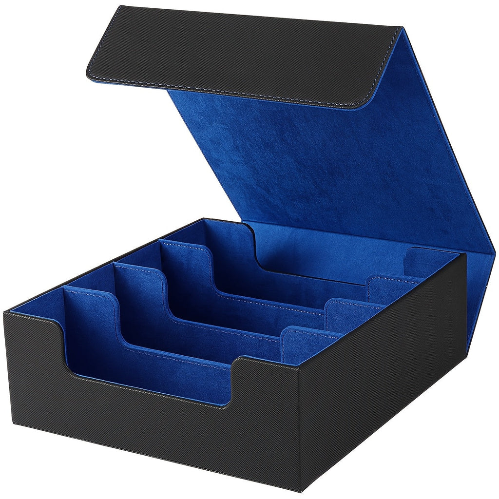 Trading Card Storage Box 4-Row Magnetic Lid with 24 Color Dividers & 4 Card Sleeves Holds 3000+ Cards Perfect Gift for TCG Collectors