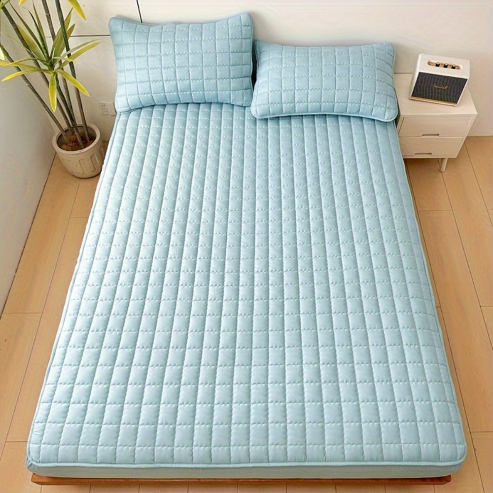 Quilted Waterproof Mattress Protector Soft Breathable Mattress Cover with Deep Pocket for Full Queen King - Solid Color Bedding Pad for Bedroom Guest Room Hotel Apartment School