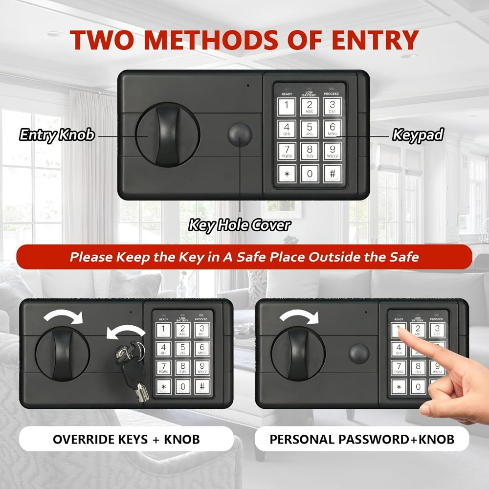 Home Security Safe Box with Sensor Light & Fireproof Bag ¨C Digital Keypad Lock Box with Backup Keys for Cash, Jewelry & Valuables ¨C Wall, Floor & Closet Mountable Safe (Multiple Sizes & Colors)