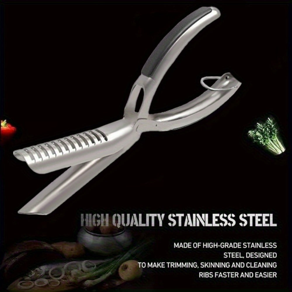 BBQ Rib Membrane Remover Tool Stainless Steel Rib Peeler with Ergonomic Handle, Food Grade Manual Rib Prep Kitchen Gadget for Grilling, Smoking, Home Cooks and Professional Chefs