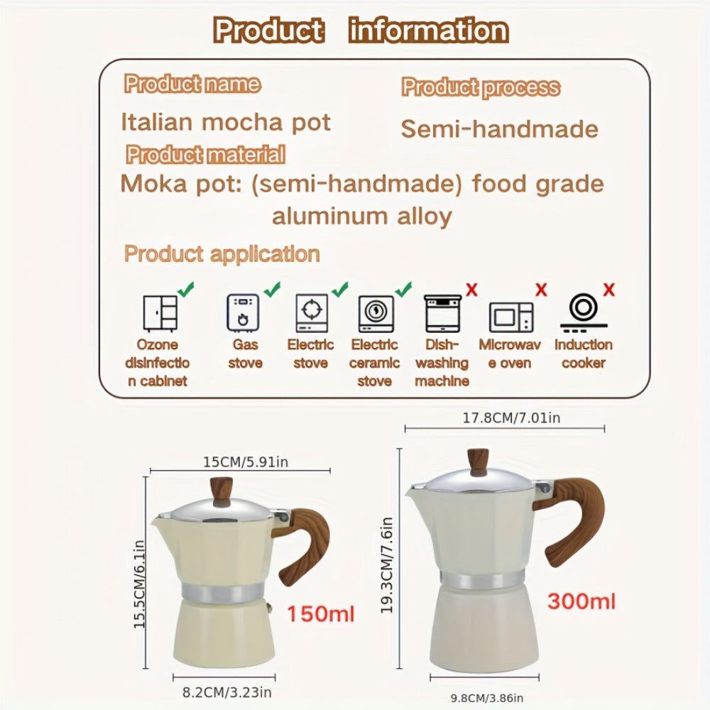 Moka Pot Stovetop Espresso Maker 150ml Classic Aluminum Italian Coffee Pot for Home Brewing Camping Cuban Cafe Style Easy to Use and Clean Multiple Colors Available