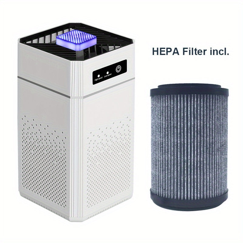 Portable Negative Ion Air Purifier with HEPA Filter, USB Powered Desktop Air Cleaner Removes Odors Dust Smoke Pollen, 51-150 m3/h Airflow, Compact Air Purifier for Bedroom Office Car Travel
