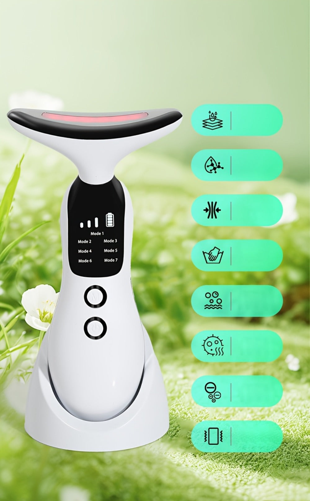 7-in-1 Neck Beauty Device with Base ¨C Multi-Functional Skincare Tool, USB Rechargeable, Anti-Aging Neck Firming & Lifting, Mother's Day Gift for Women