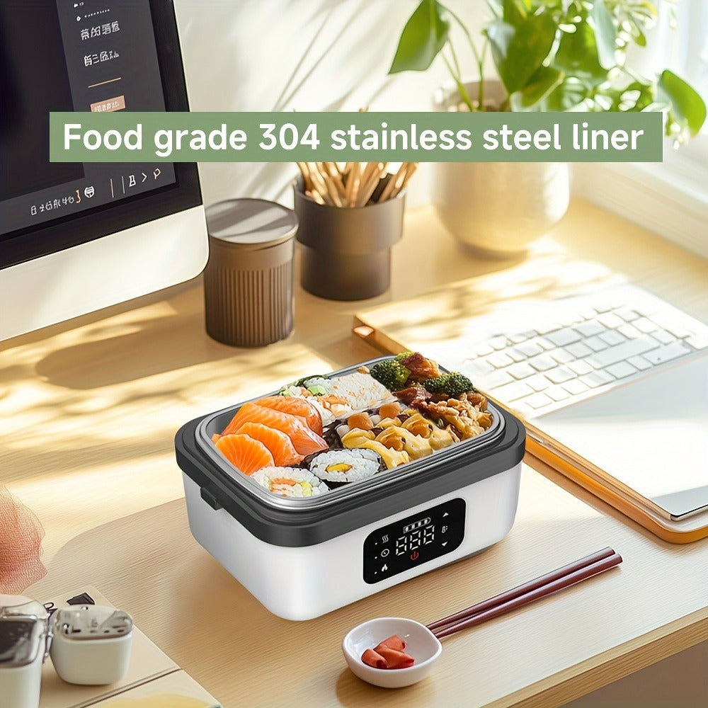 Electric Lunch Box 33.81oz Stainless Steel Heated Food Container Leak-Proof Portable Lunch Warmer for Work School Office