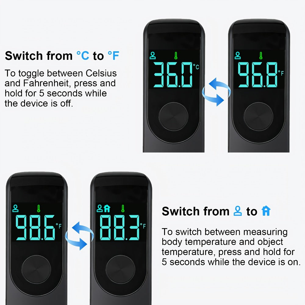 Infrared Forehead Thermometer No-Touch Digital Thermometer for Adults Kids Baby with Fever Alert Fast Accurate Temperature Reading Object & Room Mode