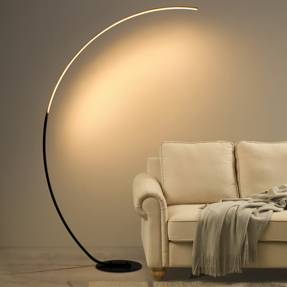 Arched Floor Lamp 65 Inch Modern LED Dimmable with Remote 3 Color Temperatures Curved Black Floor Lamp for Bedroom Living Room Ambient Lighting Home Decor