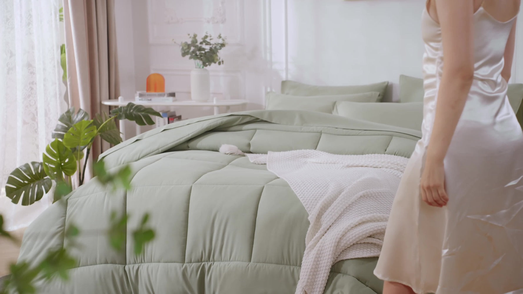 Comforter Set Soft Breathable Microfiber Bed in a Bag with Fitted Sheet Flat Sheet Pillowcases & Shams ¨C All Season Fluffy Checkered Bedding Set Twin Full Queen King