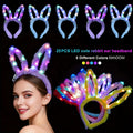 LED Bunny Ear Headbands 25-Pack | Glowing Light Up Rabbit Ears with 3 Flashing Modes for Party Halloween Christmas Weddings Concerts Cosplay Photo Props Unisex Adult