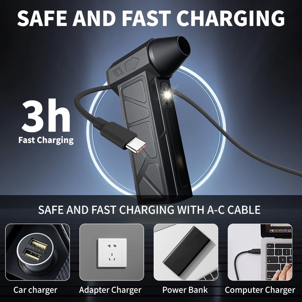 Handheld Electric Air Blower & Dust Collector with Digital Display - Wireless High-Speed Turbine Fan, USB & Battery Dual Power for Keyboard, Car, Home