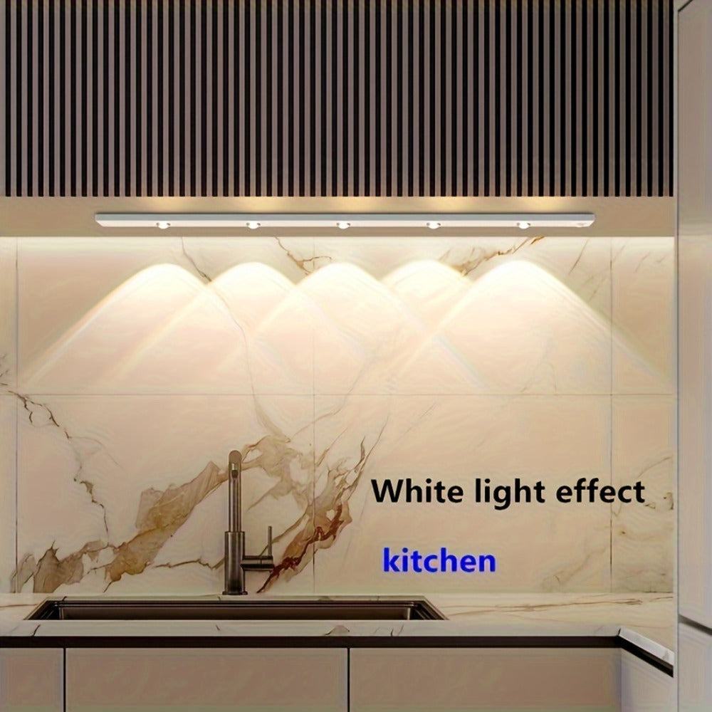 LED Sensor Strip Light USB Rechargeable ¨C 3-Color Dimmable Motion Sensing Wireless Night Light for Kitchen, Wardrobe, Cabinet, Shoe Cabinet & Bedroom (20cm / 30cm / 40cm / 50cm)