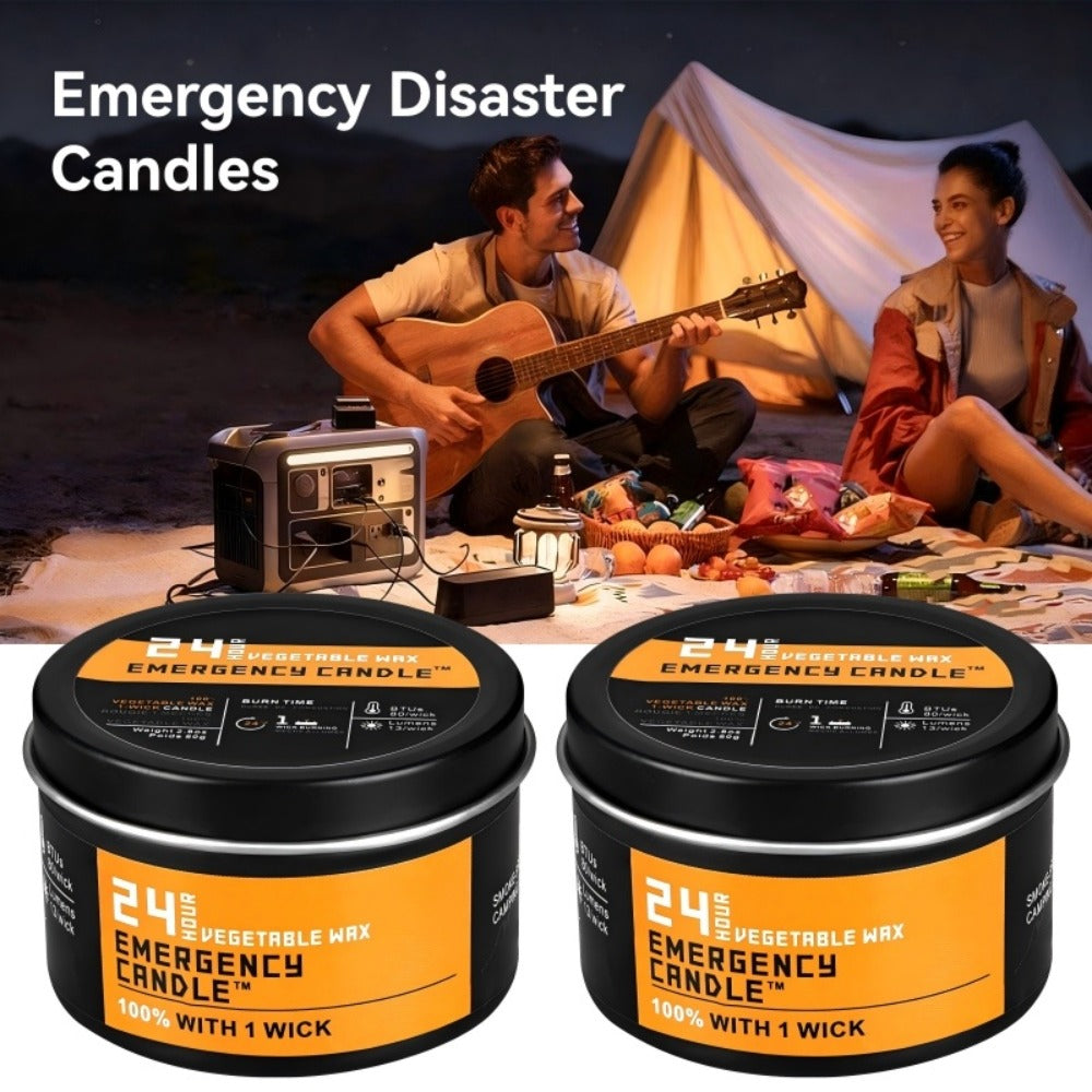 Emergency Soy Wax Candles 24-Hour Long Burning ¨C 4 or 6 Pack Unscented Single-Wick Candles in Golden Tin for Power Outages, Survival, Camping, Hunting & Outdoor Activities | Bulk Emergency Candle Set