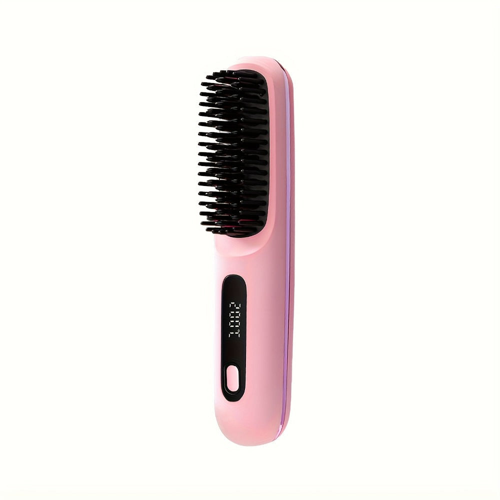 Cordless Hair Straightener USB Rechargeable - 3 Temperature Controls, LED Display, Long-Lasting Shine, Lightweight Travel Flat Iron with Comb & Clips, Portable Mini Hair Straightener for Women