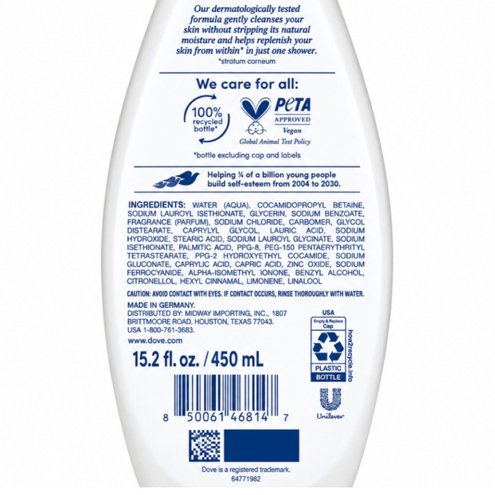 Dove Body Wash Gentle Pamper 450ml 3 Pack | Moisturizing Shower Gel with Soft Jasmine & Shea Butter Scent