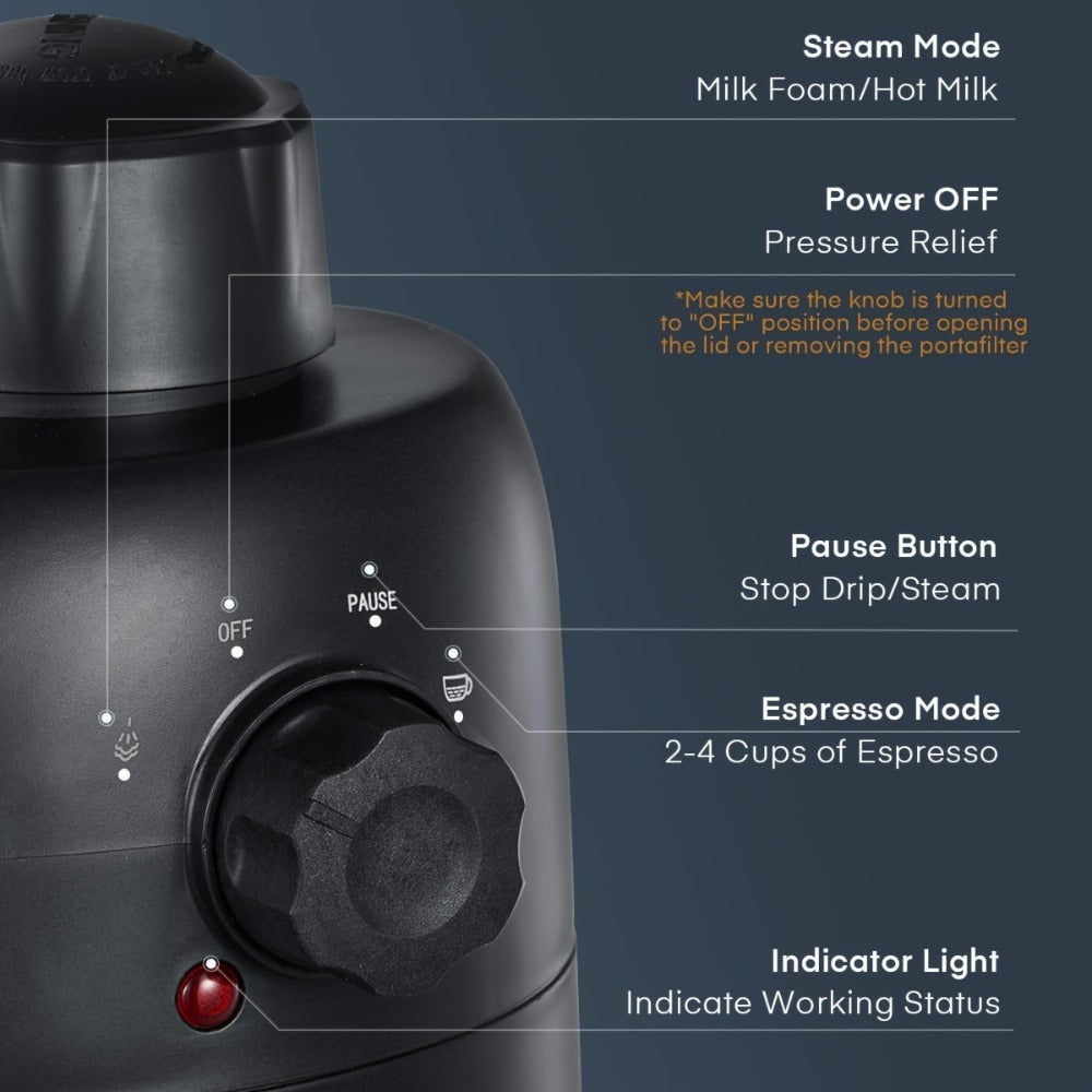 Espresso Machine 3.5 Bar Steam 4 Cup Cappuccino & Latte Maker with Milk Frother ¨C Stainless Steel One-Touch Home Coffee Machine for Espresso, Cappuccino & Latte, Black