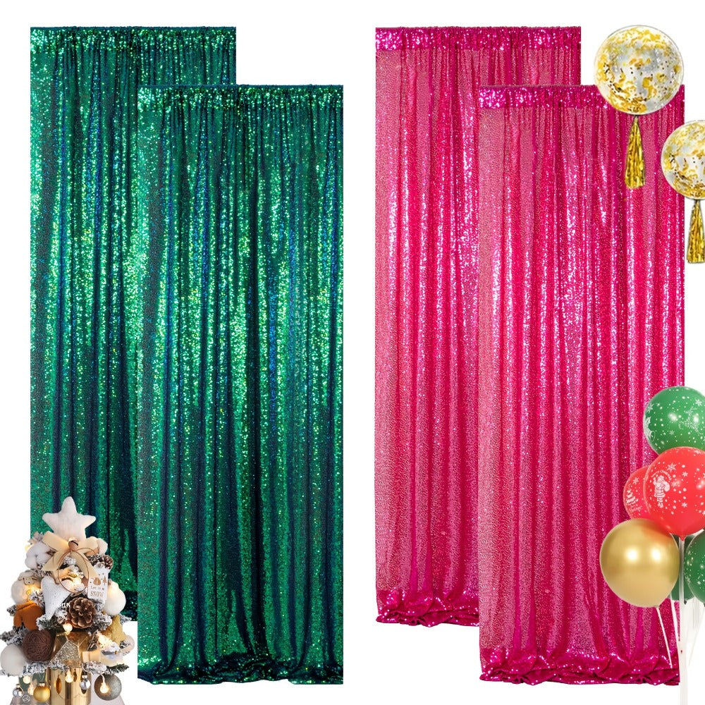 Sequin Backdrop Curtain for Party Wedding - 4x8ft Shimmering Glitter Curtain for Birthday Photo Booth Stage Decoration, Easy Hang, Multi-Color