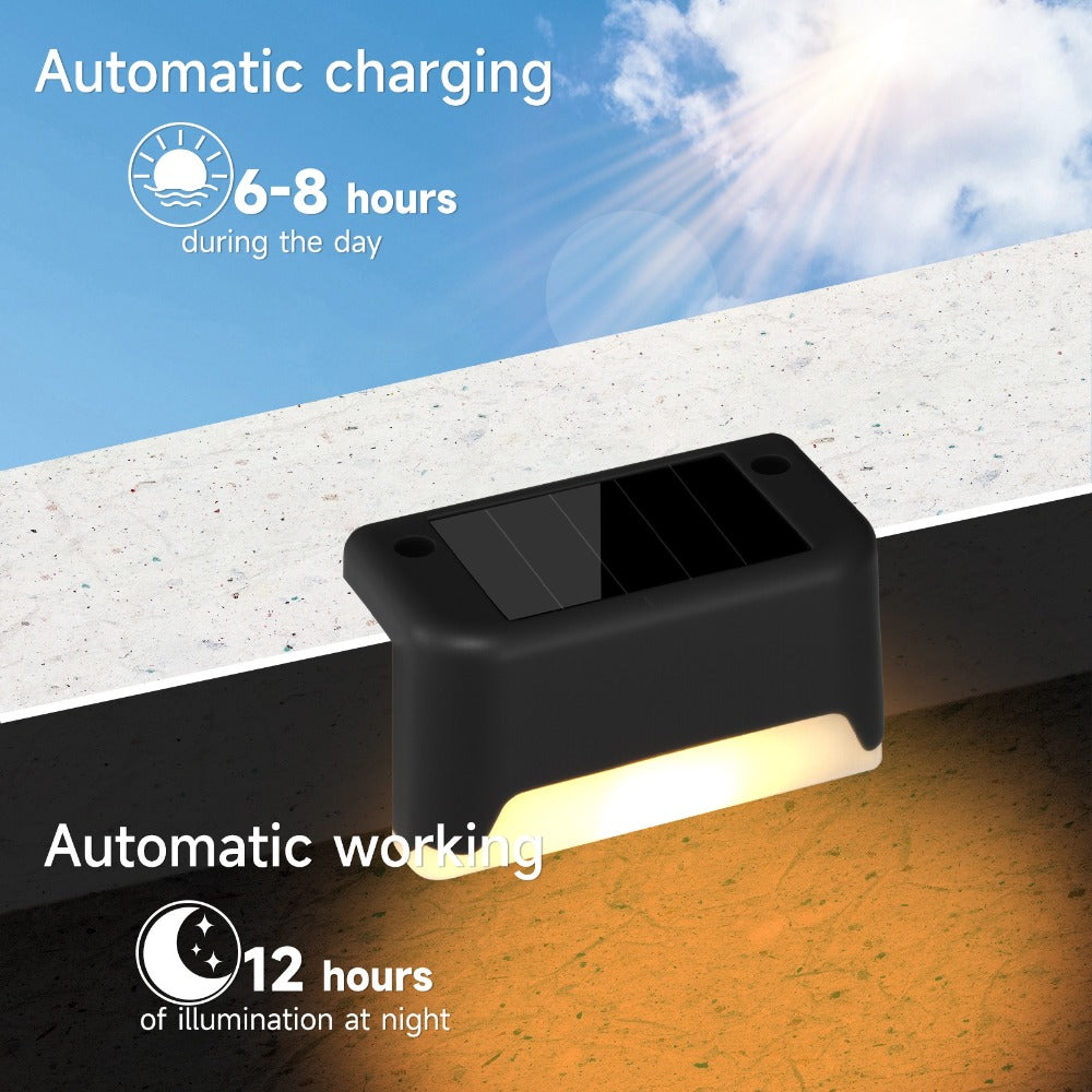 Solar Step Lights IP65 Waterproof ¨C LED Deck Lights for Outdoor Stairs, Fence & Pathway, Auto On/Off Dusk to Dawn, 12-Hour Night Lighting for Garden, Patio, Driveway & Commercial Spaces