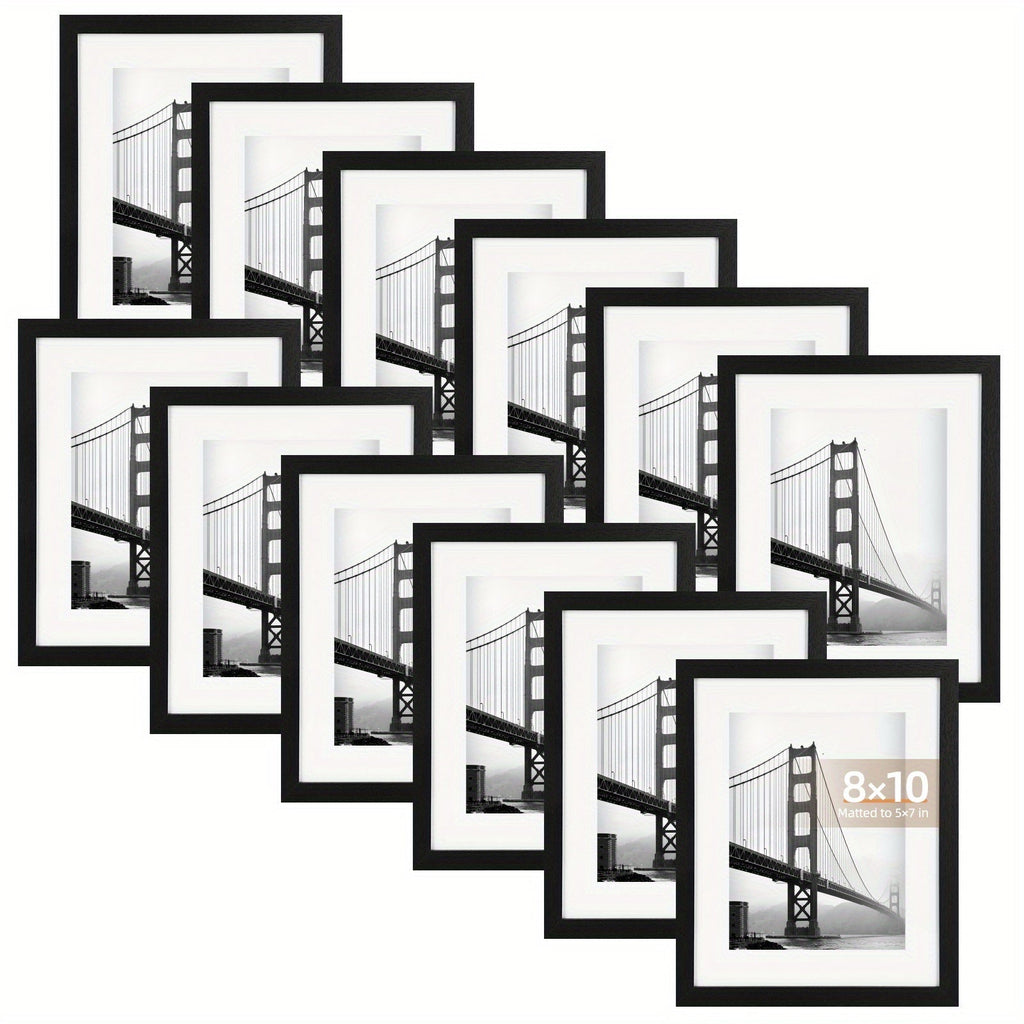 Picture Frames Set of 12/24 Black Multi Photo Frames Collage for Wall and Tabletop Display, 4x6 5x7 8x10 Inch Photo Board for Home School Office Halloween Christmas Decor