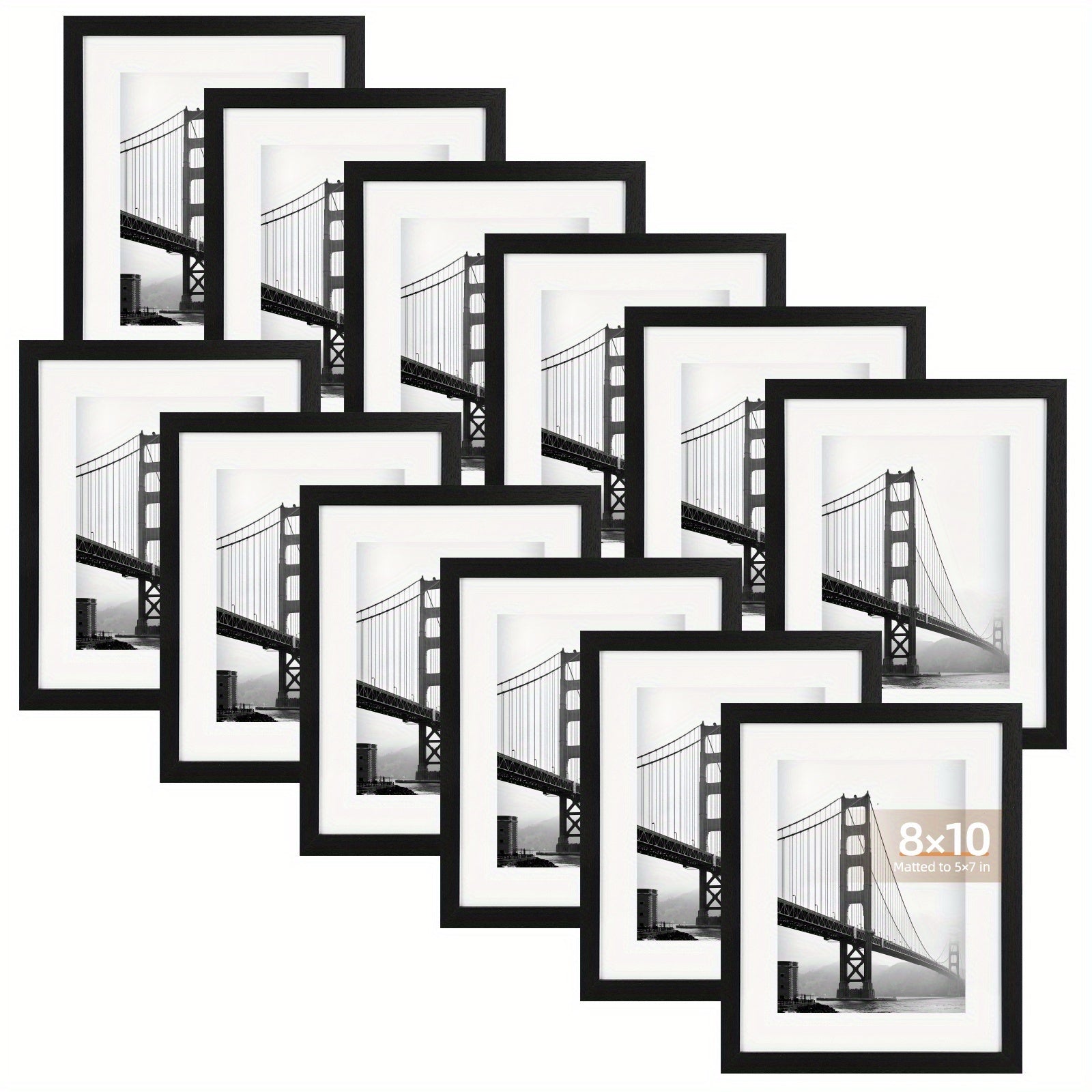 Picture Frames Set of 12/24 Black Multi Photo Frames Collage for Wall and Tabletop Display, 4x6 5x7 8x10 Inch Photo Board for Home School Office Halloween Christmas Decor