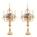 Metal Candelabra Centerpiece 2 Pack ¨C 5-Arm Golden Taper Candle Holder Stand 20.3¡± Tall for Wedding Table Decor, Party, Church, Dining Room, Christmas & Halloween Vintage Event Decoration
