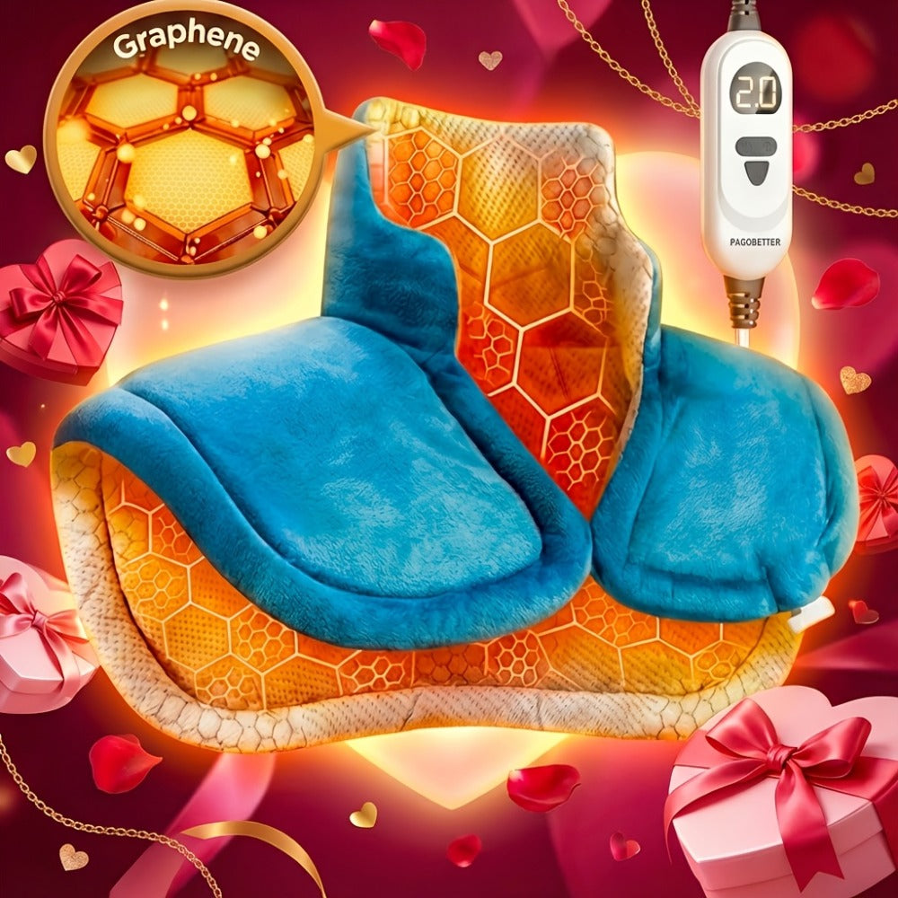 Heating Pad for Neck & Shoulders ¨C 130W Graphene Weighted Electric Pad, 6 Heat Settings, 4 Timers, Auto Shut-Off, Machine Washable