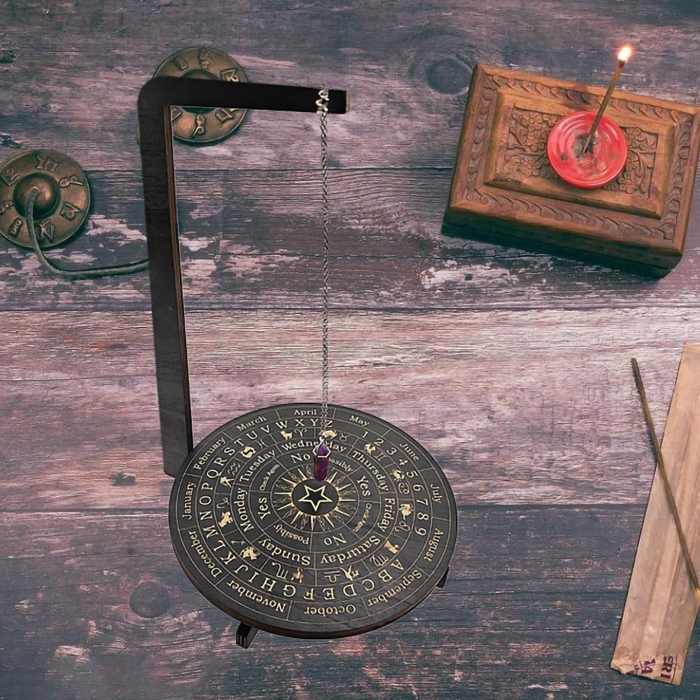 Wooden Pendulum Stand for Divination ¨C Crystal Display Holder, Witchcraft Altar Decor, Meditation Ritual Necklace Organizer & Constellation Moon