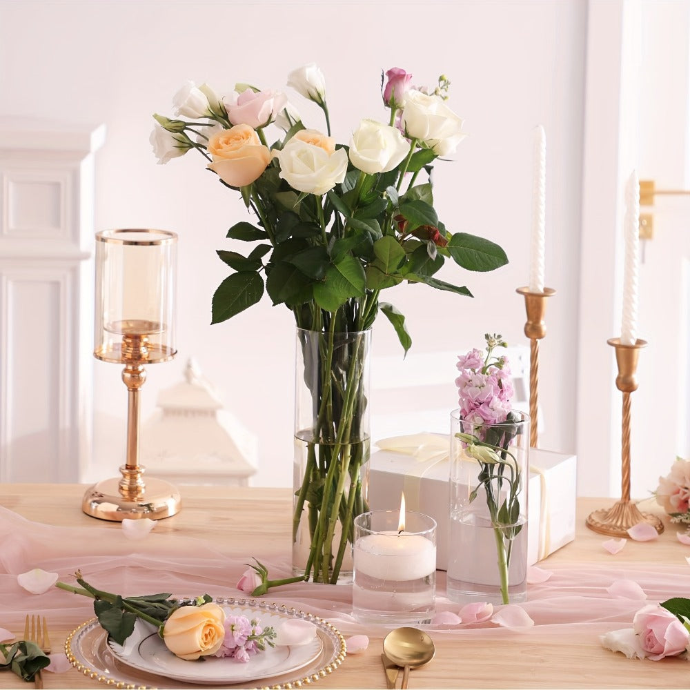 Clear Cylinder Glass Vases Set Wedding Centerpieces Home Decor