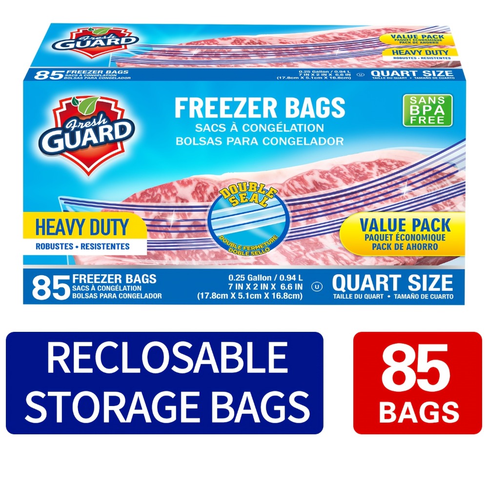 Reclosable Food Storage Bags Heavy Duty Ziplock Seal Fresh-Keeping Bags for Fruits Vegetables Grains Meat Kitchen Organizer Multiple Sizes 0.25 Gal 1 Gal 2 Gal
