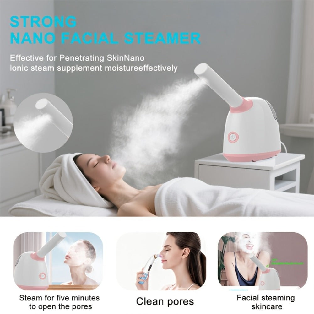 Facial Steamer Nano Ion Mist - Deep Pore Cleansing Home Spa Face Steamer with 360¡ã Rotatable Arm, Blackhead Remover, Portable & Salon-Grade Skin Hydration Beauty Tool