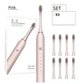Electric Toothbrush Set with 8 Brush Heads - USB Rechargeable Adult Sonic Toothbrush, Soft Bristles, Portable for Travel & Home, Oral Care Gift for Men & Women - Pink / White / Black