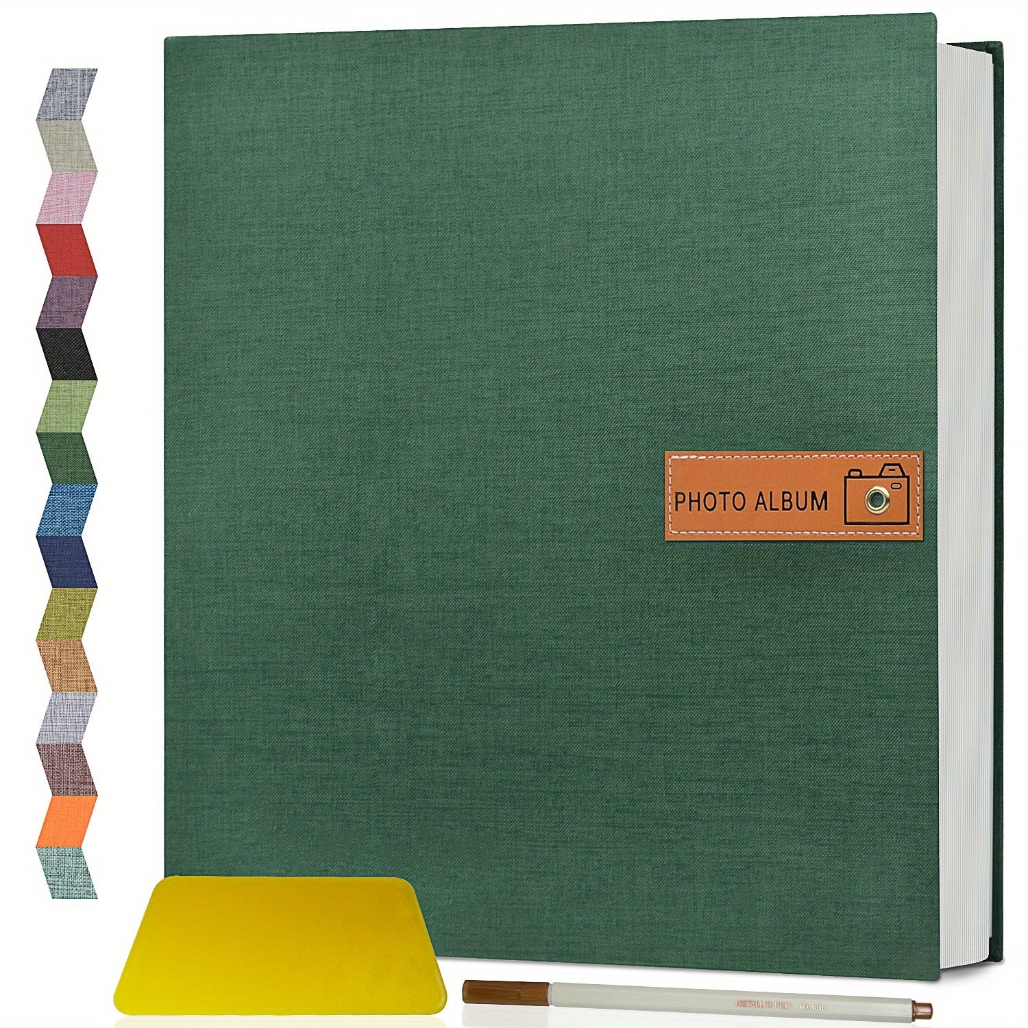Self Adhesive Photo Album Scrapbook ¨C Large Linen Cover Memory Book for 4x6 5x7 8x10 Photos, DIY Picture Book with Metal Pen, Gift for Mom, Baby, Wedding, Valentine's Day & Mother's Day, 40 & 60 Pages
