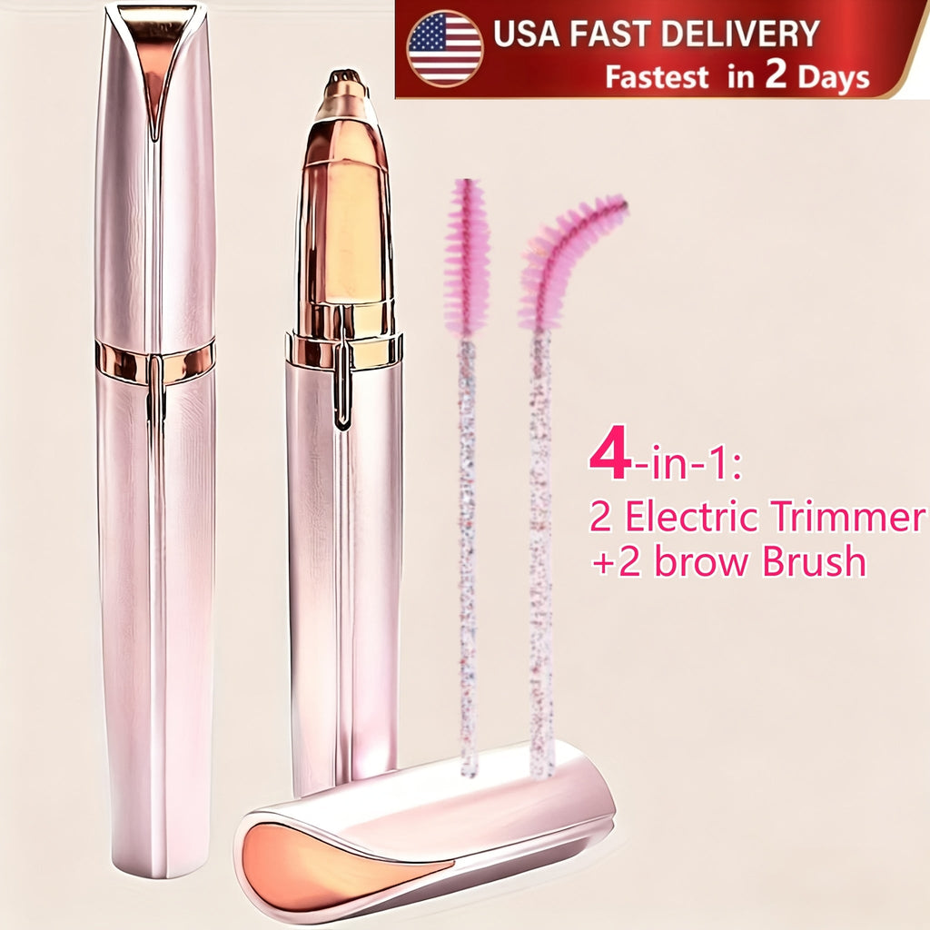 Electric Eyebrow Trimmer for Women 2 Pack, USB Rechargeable Painless Precision Eyebrow Razor Pen, Portable Hair Remover for Face Lip Leg Armpit ¨C Pink White Colorful