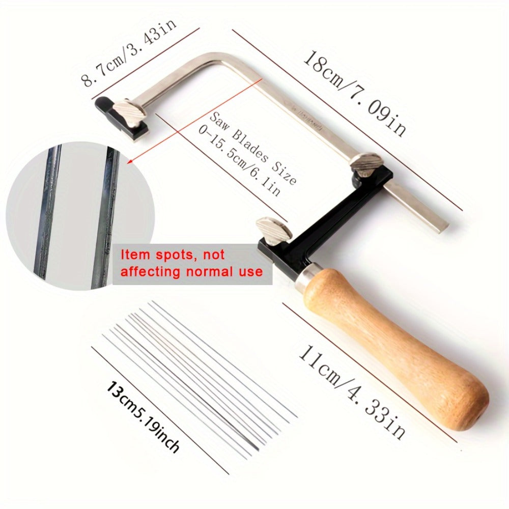 Hand Saw Kit with 12 Blades ¨C Adjustable Jewelry Making Saw Frame, Multi-Function Manual Cutting Tool for Wood, Metal, Stone & Craft DIY Projects