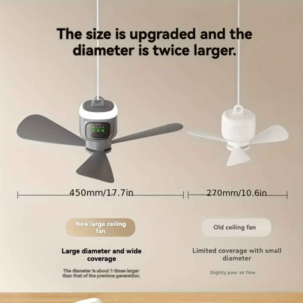 Remote Control Camping Fan 12000mAh Battery Portable Outdoor Fan with LED Light 4-Speed Settings 8-Hour Timer 30-Hour Runtime Rechargeable Tent Fan
