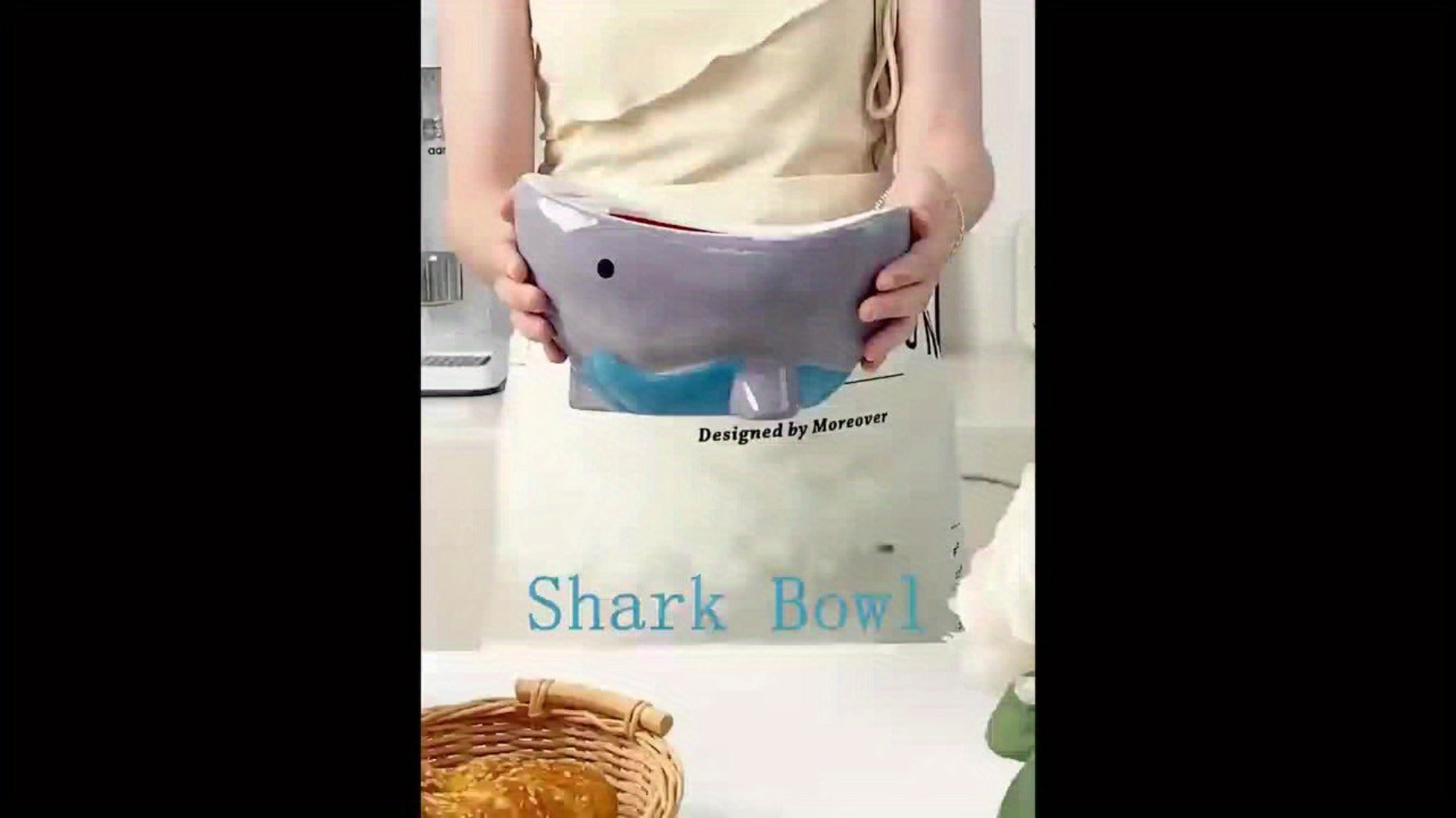 Shark Ramen Bowl 40oz ¨C Large Handmade Ceramic Serving Bowl for Soup, Snacks, Candy & Fruit, Cute Decorative Key Bowl for Entryway, Unique Funny Shark Gift for Home Kitchen