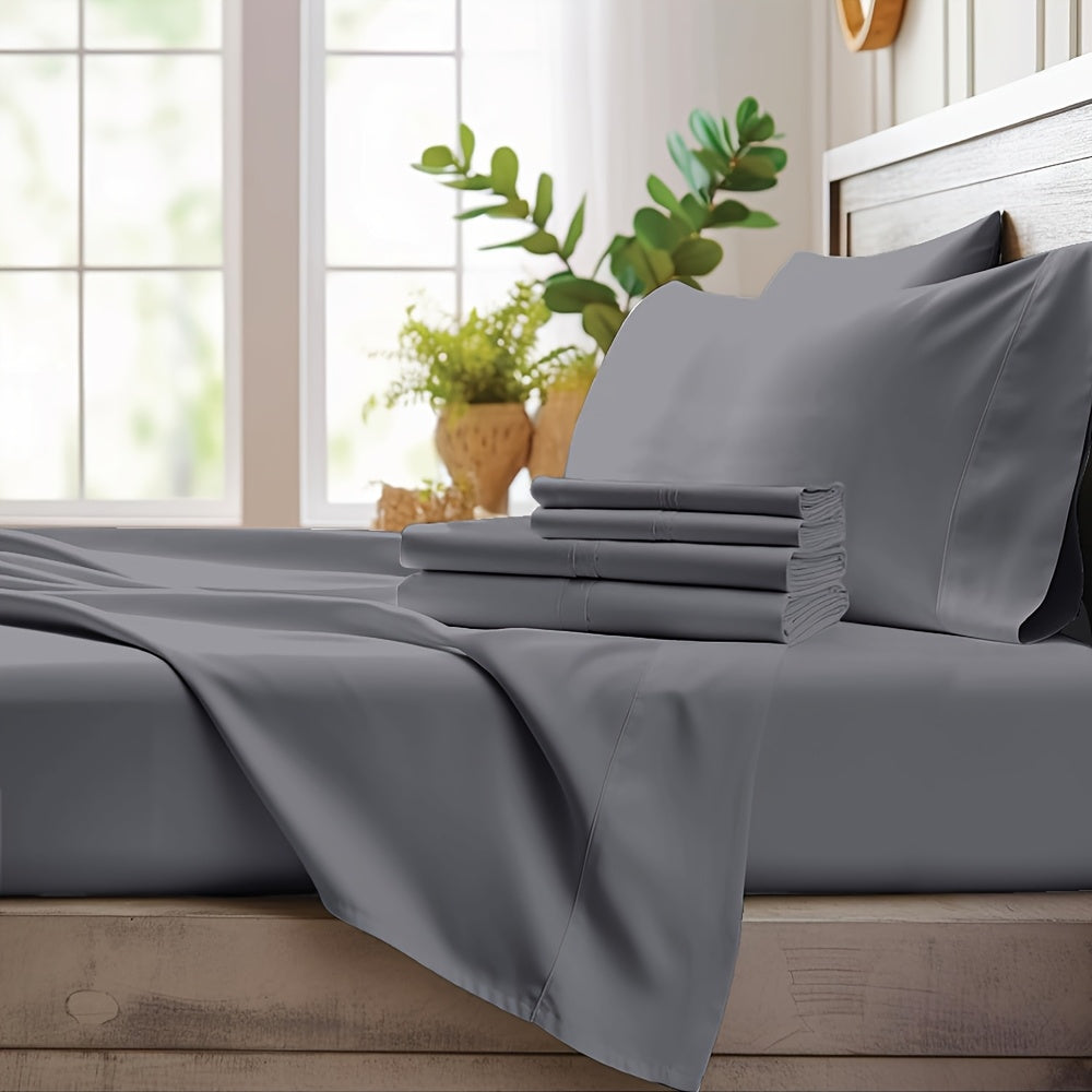 Bamboo Cooling Sheet Set 4pcs ¨C Deep Pocket Fitted Sheet Flat Sheet Pillowcases for Hot Sleepers Twin Full Queen King