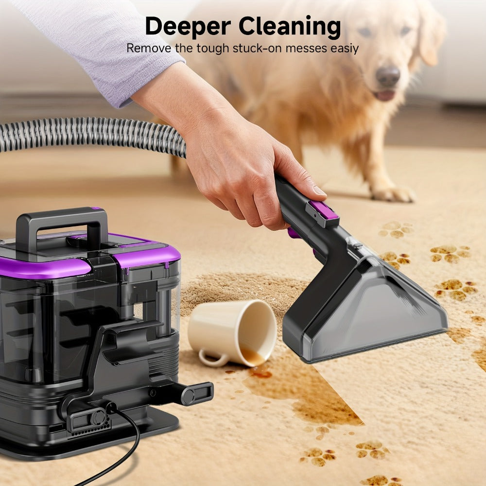 Portable Upholstery Cleaner Machine 30Kpa ¨C Carpet & Spot Cleaner with Dual Brush Head for Deep Stain Removal on Carpet, Couch, Car Seat, Stairs & Pet Messes