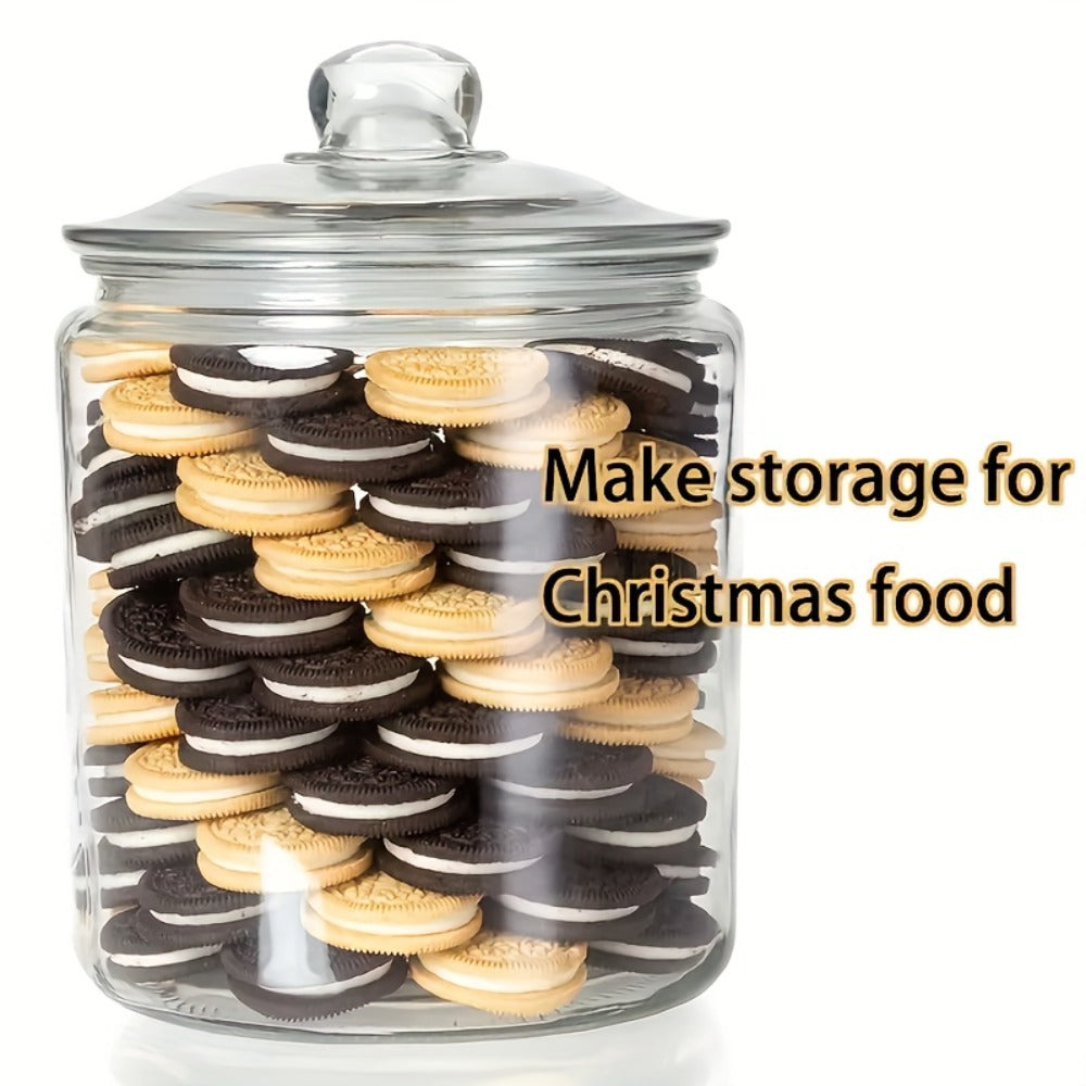 Glass Pantry Jars with Flip-Top Lids Set of 2 - Airtight Glass Storage Containers for Kitchen Pantry Organization, Cookies, Candy, Pasta, Countertop Canister Set, Reusable Round Glass Jars