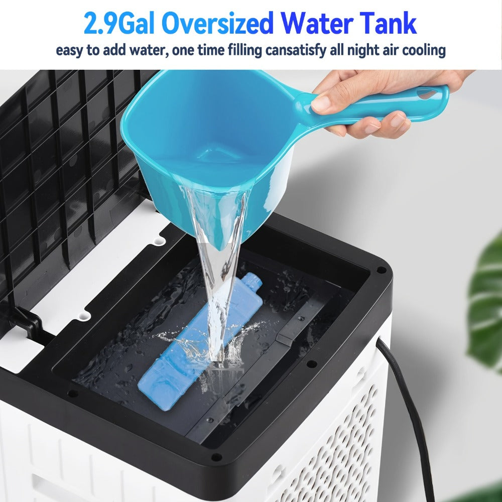 Outdoor Air Cooler 3-in-1 Evaporative Cooler Fan with Misting Humidifier 2.9 Gal Large Tank Remote Control 45¡ã Oscillation for Patio Garden Deck BBQ White