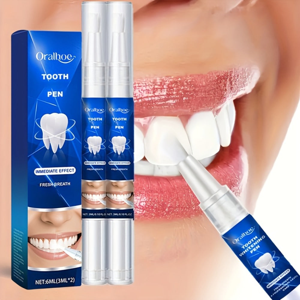 Teeth Whitening Pen 2-Pack ¨C Gluten-Free Gel Formula for Yellow Teeth, Gentle Deep Cleaning & Bright White Smile, Mint Fresh Breath, Travel-Friendly Pen Design for Daily Oral Care & On-the-Go Whitening