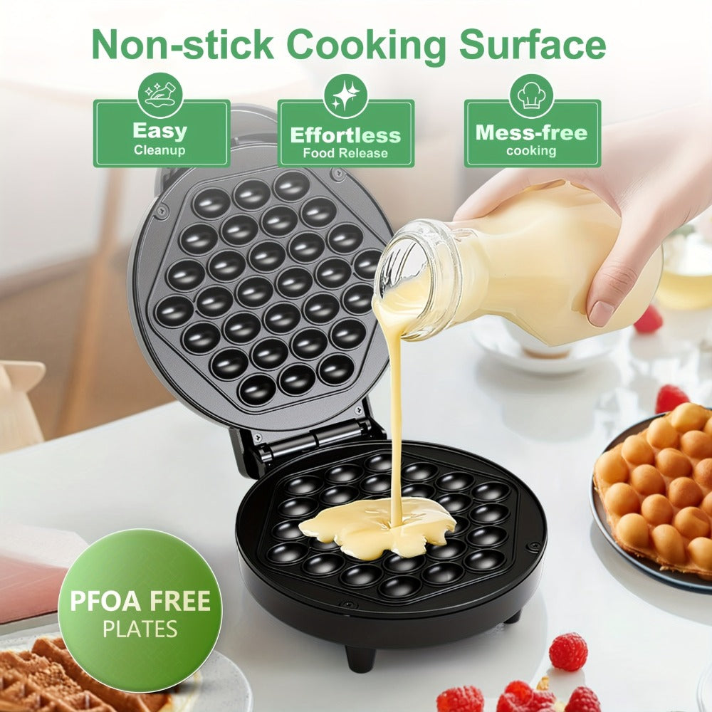 Bubble Waffle Maker 7 Inch 1000W Electric Hong Kong Egg Waffle Maker Nonstick Coating Ready in 5 Minutes for Breakfast Ice Cream Desserts Party Snacks Gift