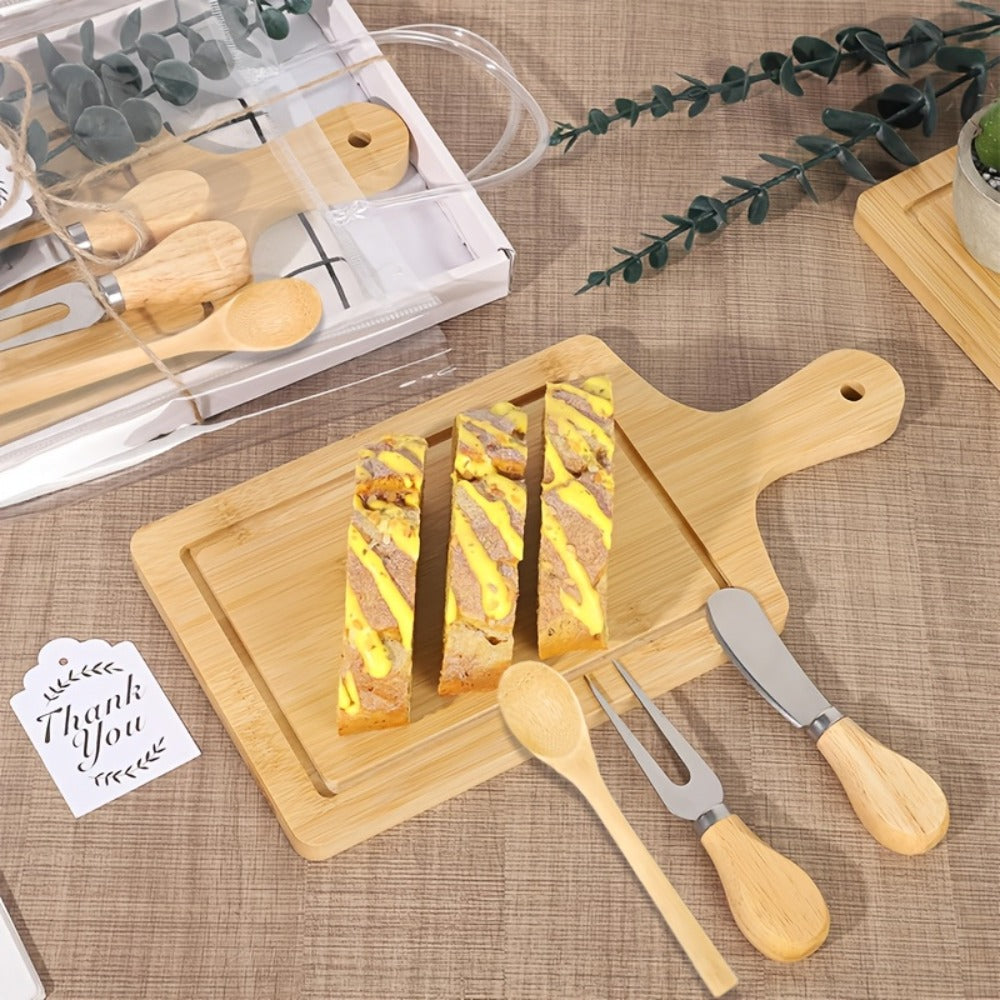 Pizza Board Gift Set with Knives Spoons Gift Bag and Kitchen Towel - Charcuterie Cheese Board Set for Bridal Shower Party Favor, Christmas Holiday Gift for Her Him, Wedding Shower Game Prize