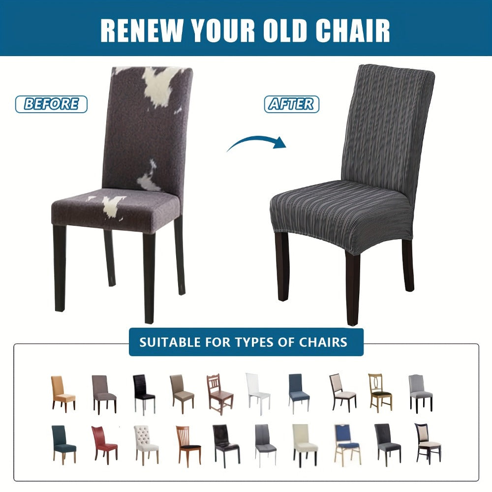 Dining Chair Covers Stretch Slipcovers Set of 4 or 6, Stain Resistant Removable Washable Chair Protector for Home Kitchen Restaurant Wedding, Spandex Jacquard Fabric, 7 Colors Available