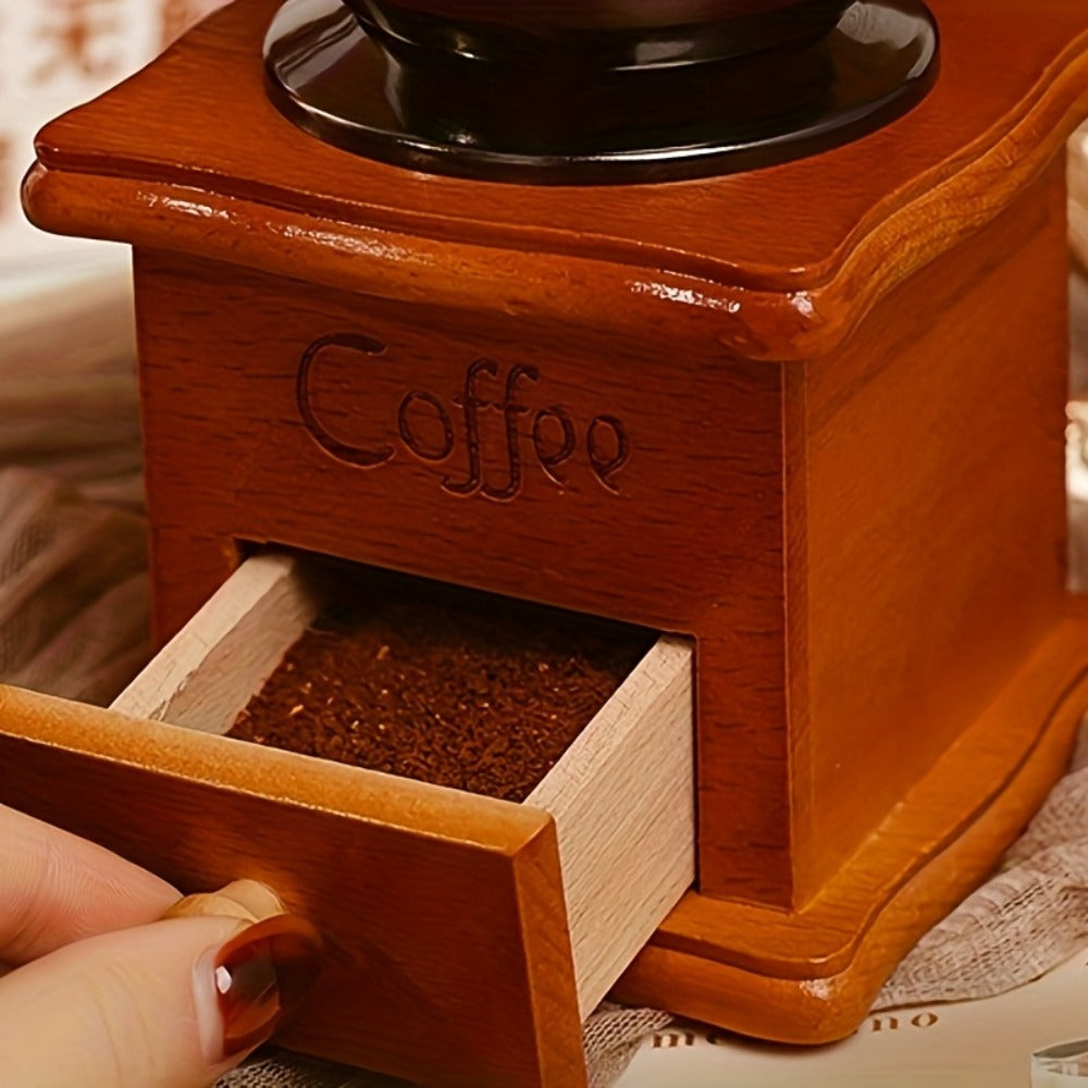 Manual Coffee Grinder Hand Grinder with 304 Stainless Steel Burr, Portable Square Coffee Mill for Travel, Camping, Office & Food Truck, Vintage & Brown Pipe Style, Perfect Coffee Gift Set