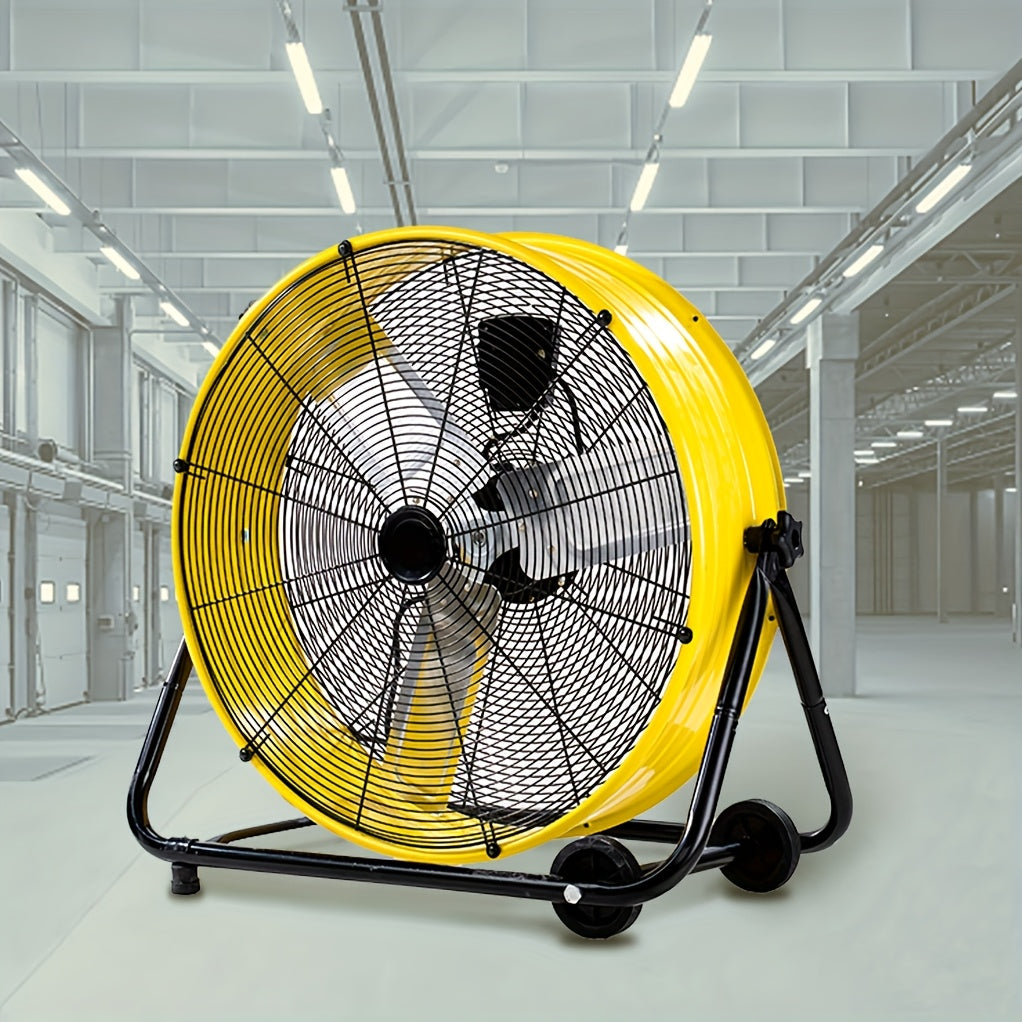 Industrial Floor Fan 24 Inch 9000 CFM Heavy Duty Drum Fan 3-Speed 360 Degree Tilt with Casters and Handle for Warehouse Garage Patio Workshop Gym Large Area Cooling