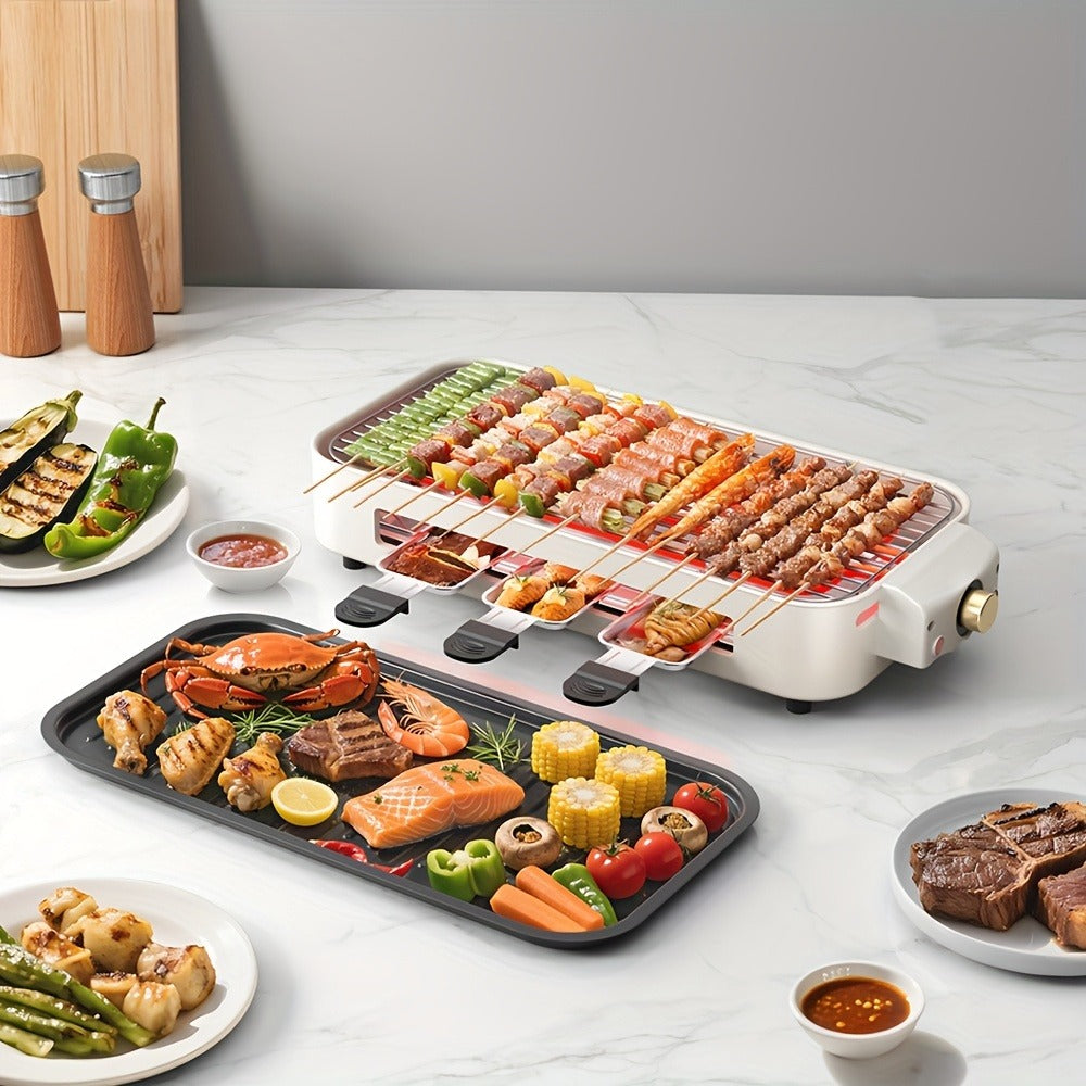 Electric Grill 2-in-1 Indoor BBQ & Frying Pan ¨C 1500W Temperature Control, Non-Stick Detachable Cooking Board, Portable Electric Grill for Meat, Dishwasher Safe, Christmas Gift Idea with Gift Bag