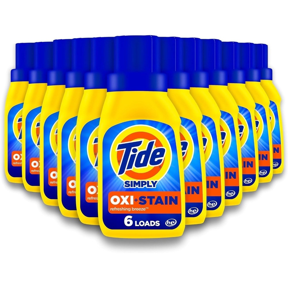Tide Simply Plus Oxi Liquid Laundry Detergent Refreshing Breeze Scent OXI Boost Ultra Stain Release HE Compatible Works in Cold Water Pack of 12 Bottles 10 fl oz Each