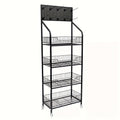 4-Tier Metal Display Rack with Wheels ¨C Rolling Floor Shelf for Kitchen, Store & Home Storage Organization