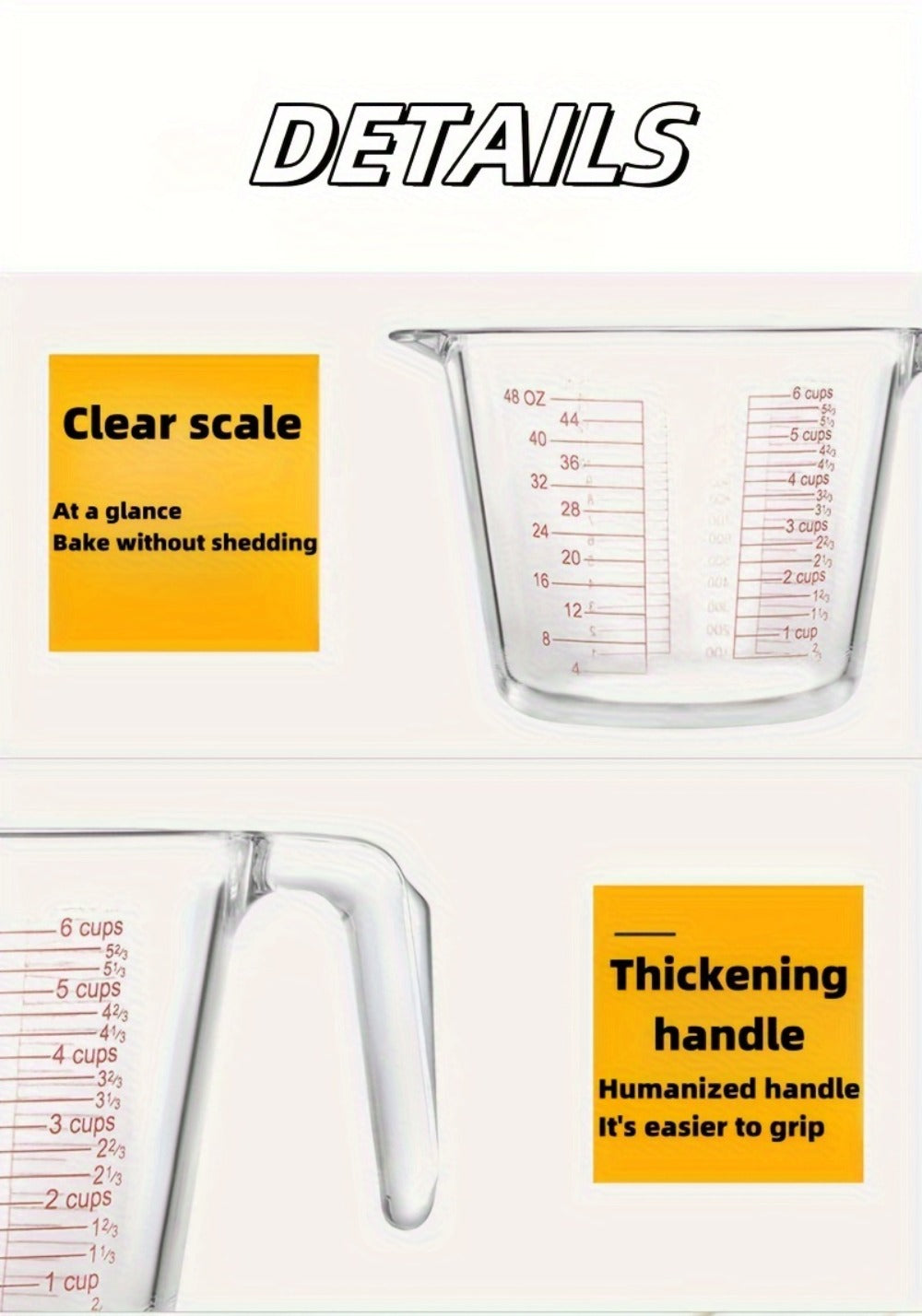 Tempered Glass Measuring Cup Set with Coffee Cups, Borosilicate Glass Liquid Measuring Cups for Kitchen Baking Cooking, Dishwasher Safe, 4PCs or 9PCs