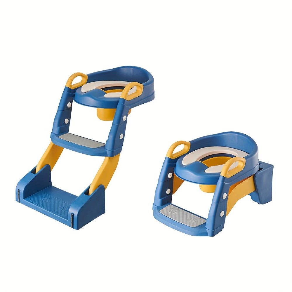 Potty Training Toilet Seat with Ladder ¨C 2-in-1 Toddler Toilet Seat & Step Stool, Foldable Kids Potty Chair with Anti-Slip Pad, Splash Guard & Wide Double Pedal, for Boys & Girls